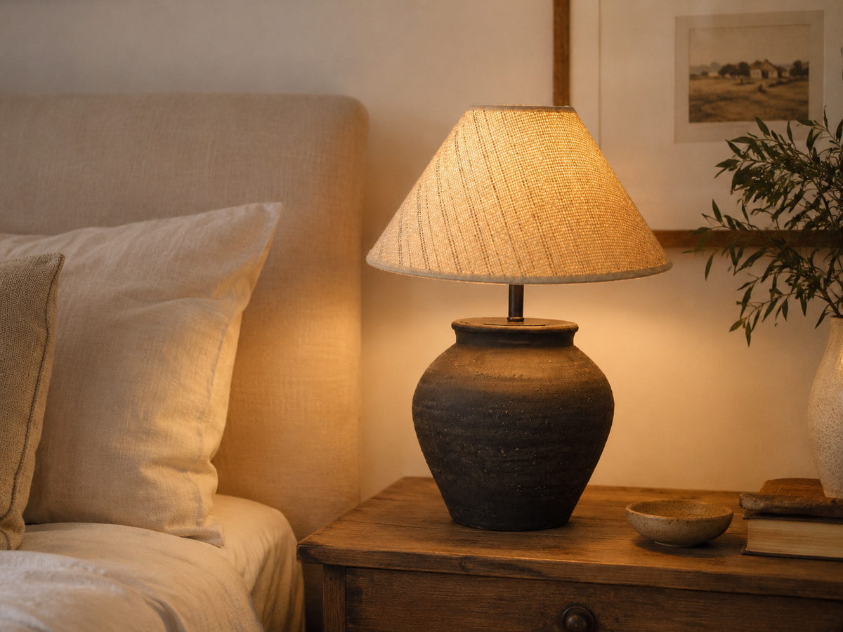 Abat-jour conique tissu beige - Lin