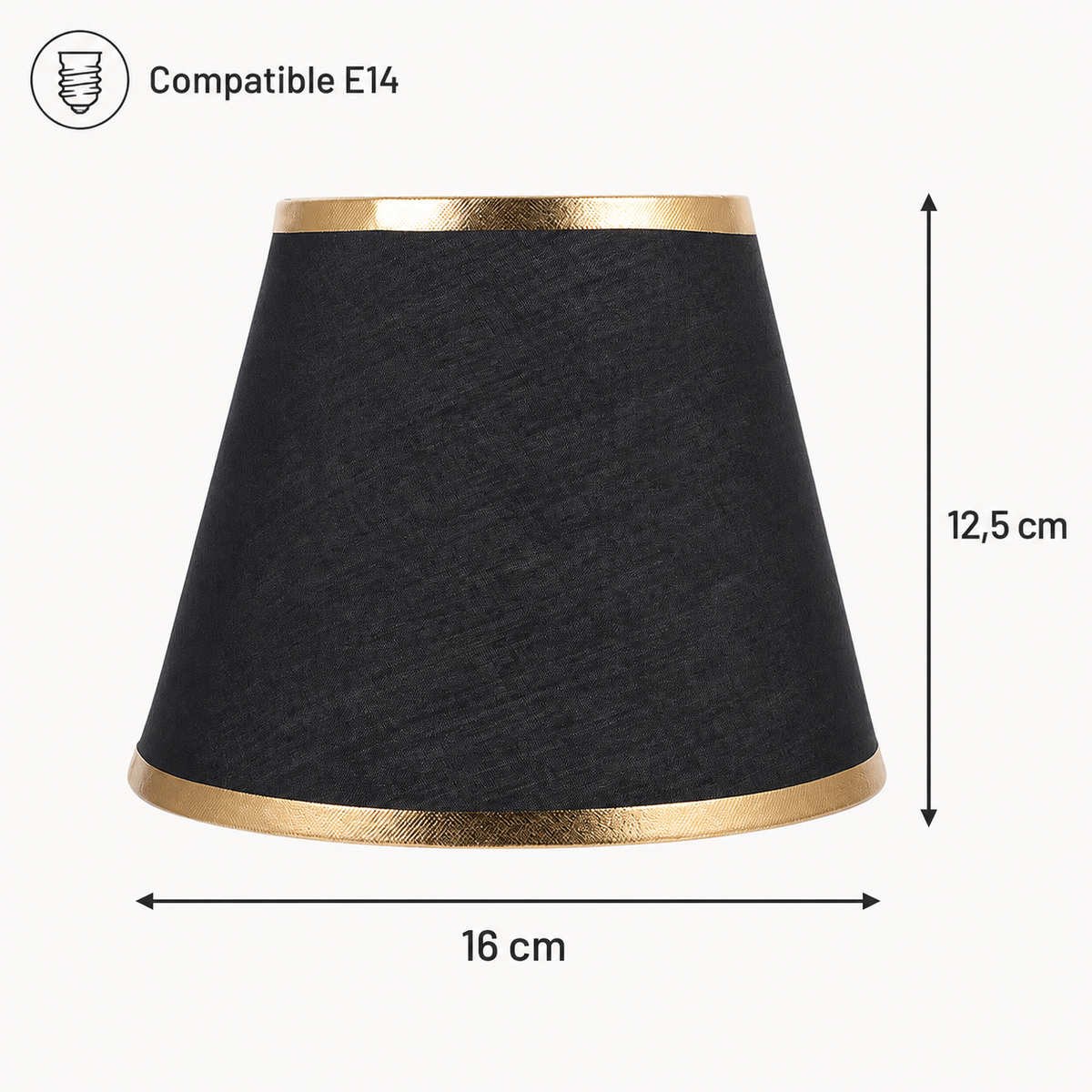 Abat-jour Tissu Noir & Doré – Onyx