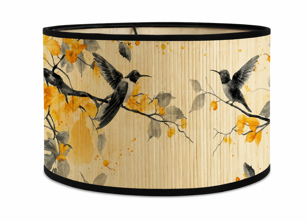Abat-jour bambou motif colibris - Ramage