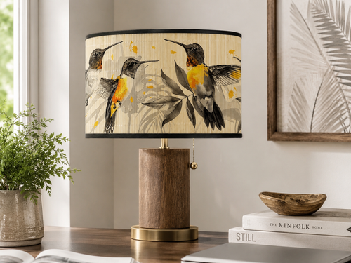 Abat-jour bambou motif colibris - Safran