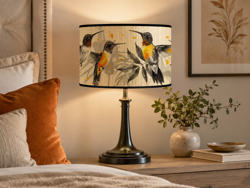 Abat-jour bambou motif colibris - Safran